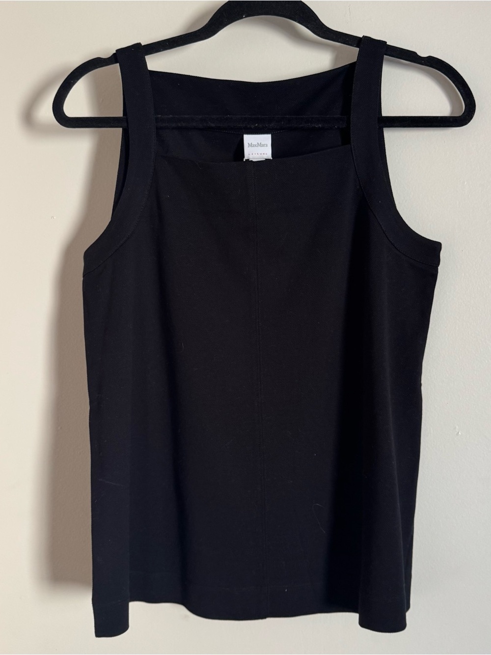 MaxMara Black Square-Neck Knit Tank
